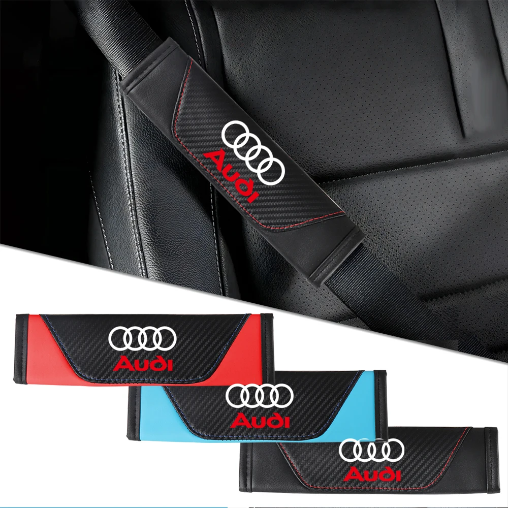 1/2PC Carbon Fiber Safety Belt Car Seat Belt Shoulder Pad Protective Center Cover For Audi B8 A4 S3 S Q3 B5 Q7 Q8 Sline A5 RS A8