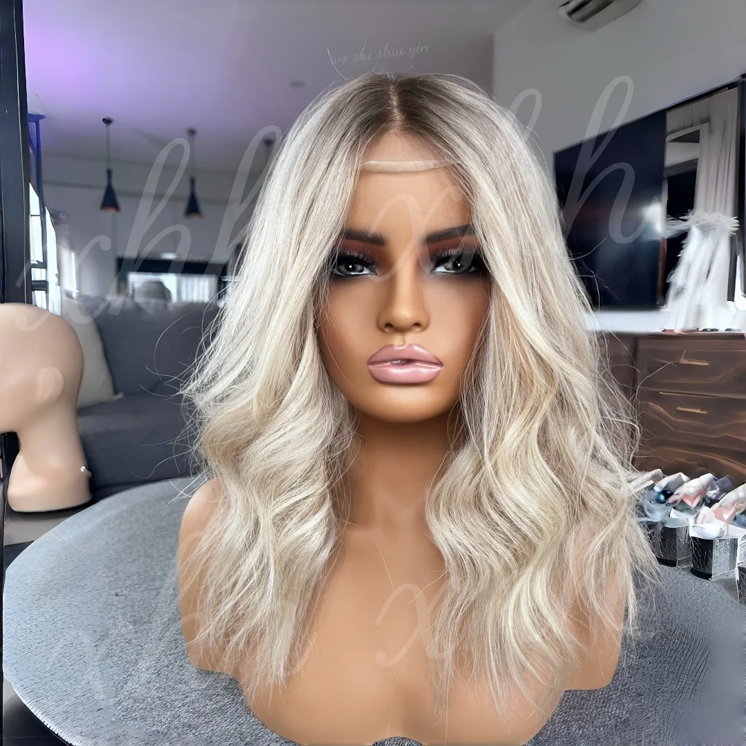 Ombre Blond 24Inch Wave Natural HD Lace Wig for Women Pre-Plucked Transparent Lace Frontal Versatile Hair Wig