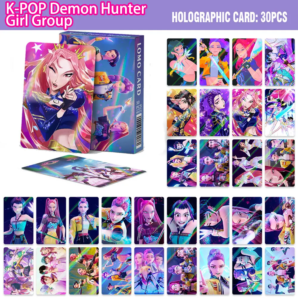 

K-POP Demon Hunter Girl Group Collectible Game Cards 30 Pcs Anime Collectible Set for Fans of K-POP Merch/Holographic Cards