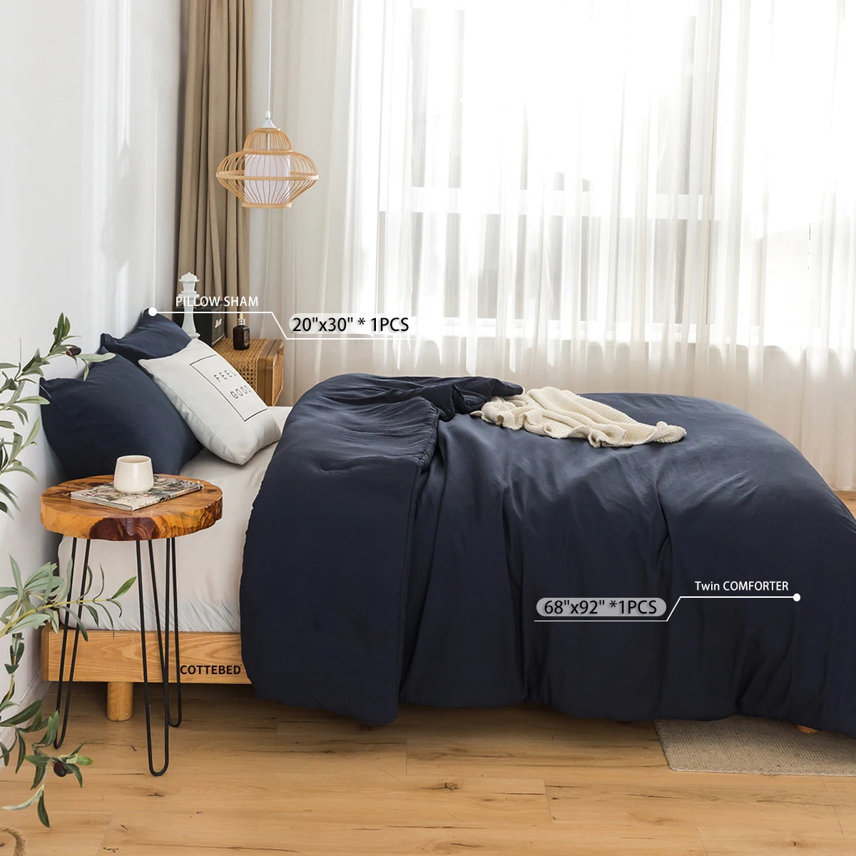 

All Season Twin/Twin XL size poly cotton Soft Bedding Set Modern Solid No Comforter 2Pcs,Fit in Your Single Bed