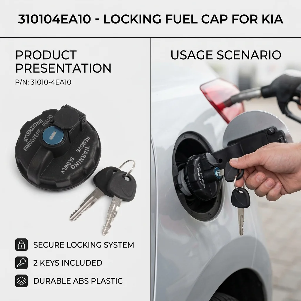 

Locking Fuel Gas Tank Filler Cap with Keys 310104EA10 Anti-Theft Gas Cap for Kia Hyundai Sportage Soul Rio Elantra Accent Tucson