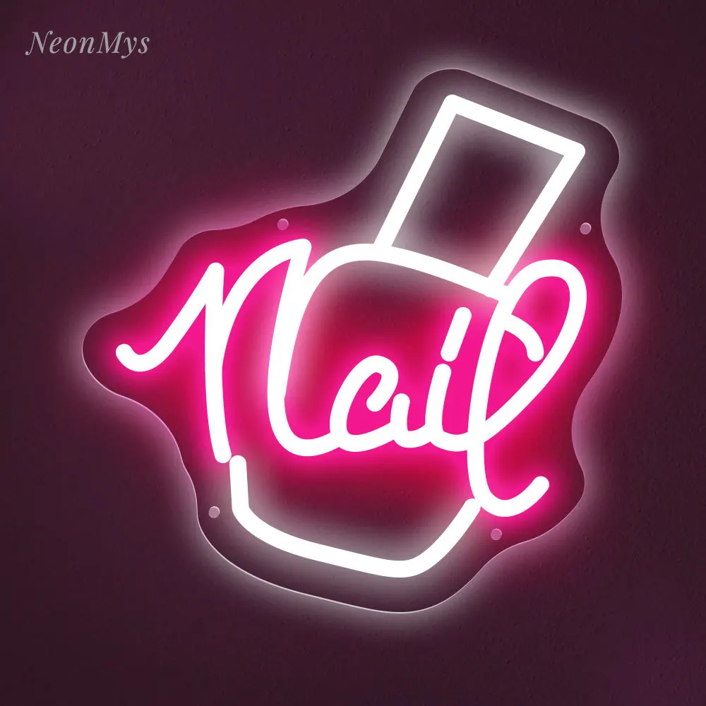 Nails Salon LED Neon Sign For Beauty Salon Nails Store Shop Makeup Room Wall Art Decor Lights Business Nails LOGO Neon Signs