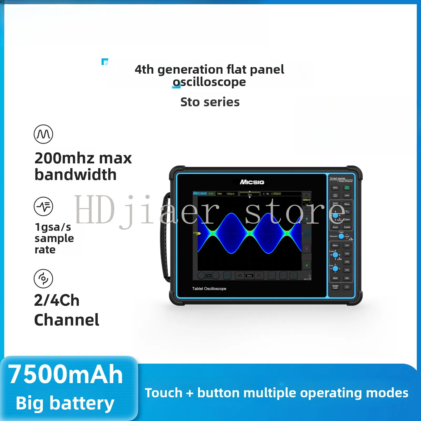 

Цифровой осциллограф STO 100 МГц, 2/4 канала, с сенсорным экраном, портативный мультиметр для ремонта электроники