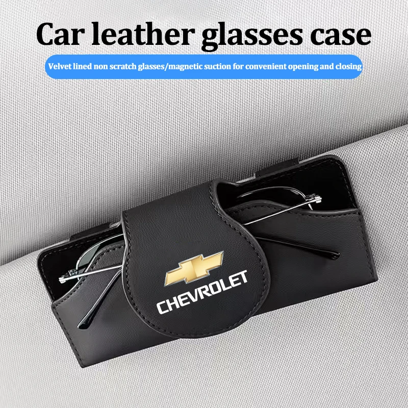 Estuche para gafas de coche, visera solar, clip de cuero para gafas, interiores de coche para Chevrolet Captiva Impala Sonic Groove Volt Cruze Spark Epica