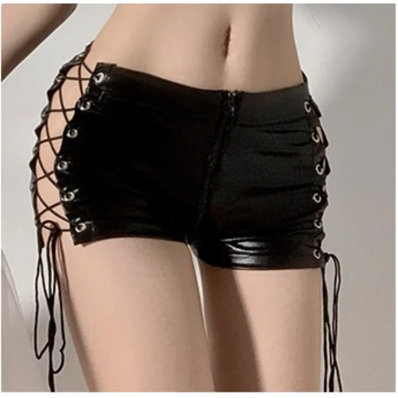Patent Leather Bikini Set Adjustable Side Straps Crotchless Zipper Design Sexy Fetish Wear for Women Hollow Out Lingerie Set - Image 3