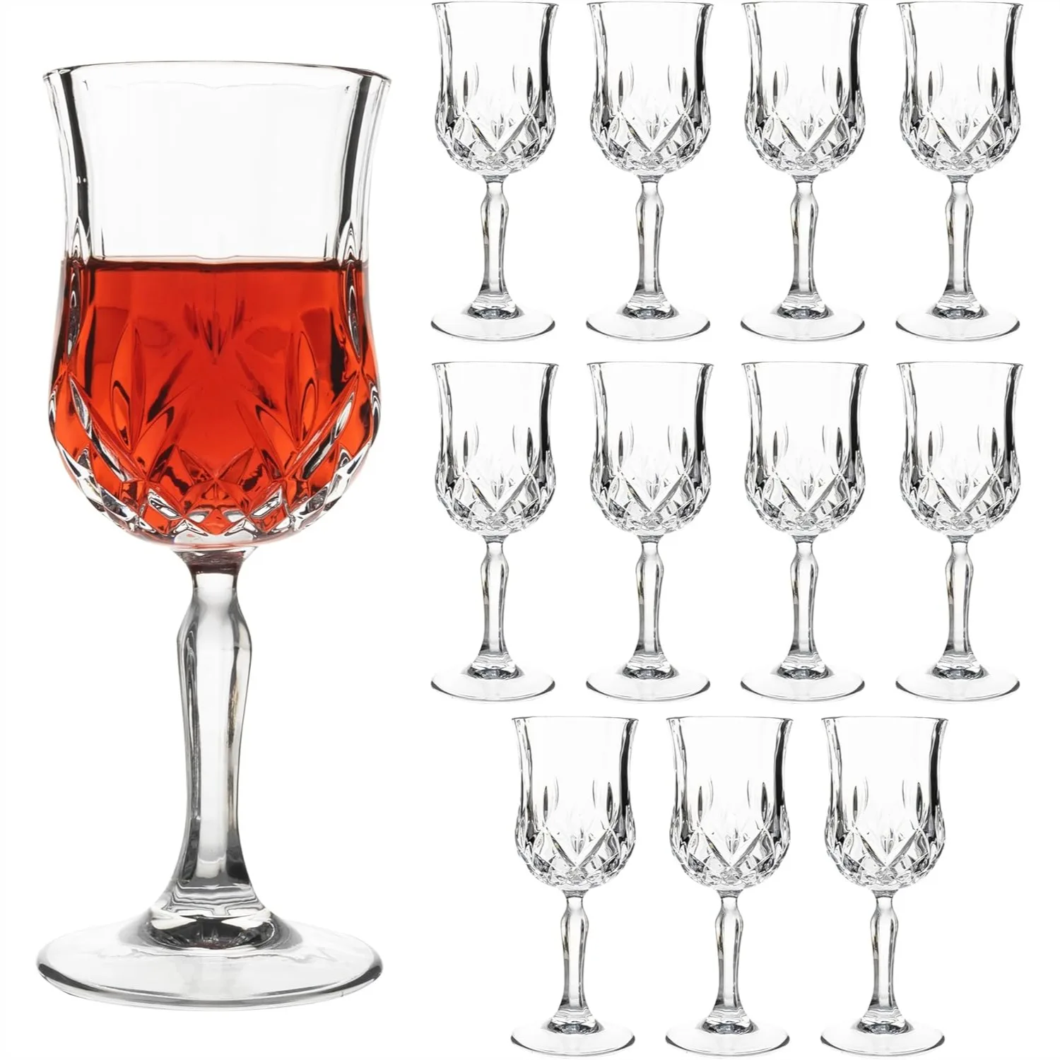 

12 Pack 7.2oz Wine Glasses, Small Stemware for Red Wine, Port, Sherry, Dessert Wine, Classic Glass Goblets Elegant Glassware for