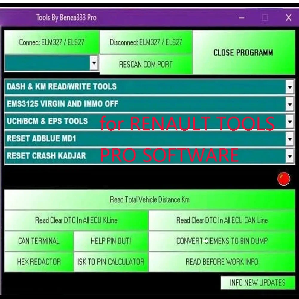for RENAULT TOOLS PRO SOFTWARE 2023 OBD2 RESET CRASH BOS-CH for NISSAN TPMS RADIO CODE KM Work with Cable OBD-LINK ELS27 ELM327