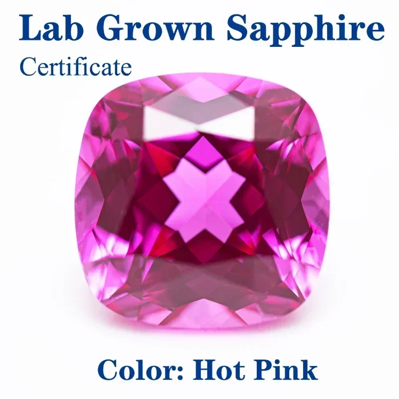 

Top Lab Grown Sapphire Square Cushion Hot Pink VVS1 Selectable AGL Certificate for Charms Beads Diy Jewelry Making Materials