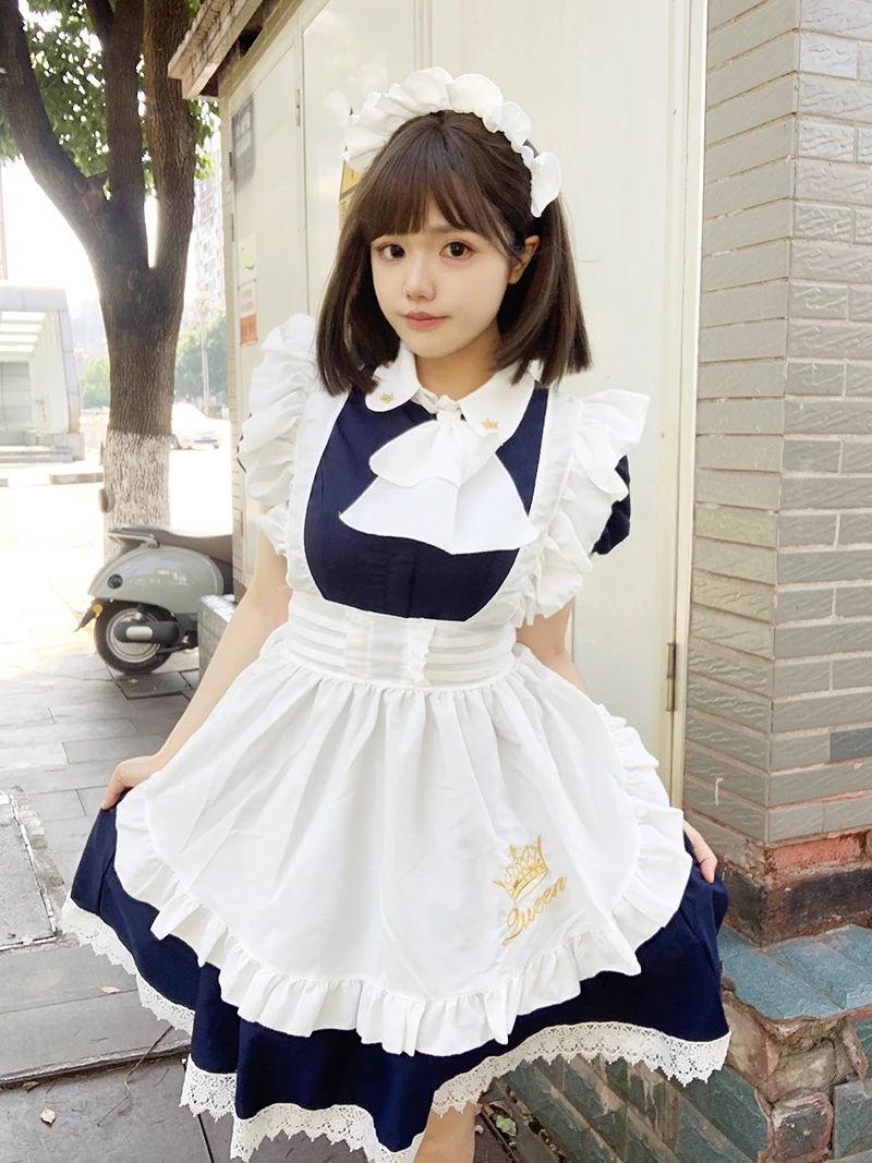 cute maid dress Black and White Lolita Cat Cosplay Costume 45kg Height Anime Maid Cosplay Costume Dress