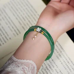 1PC Natural Green Jade Bangle Bracelet Charm Jewellery Fashion thin braceletAccessories Hand-Carved Lucky Amulet Gifts for Women
