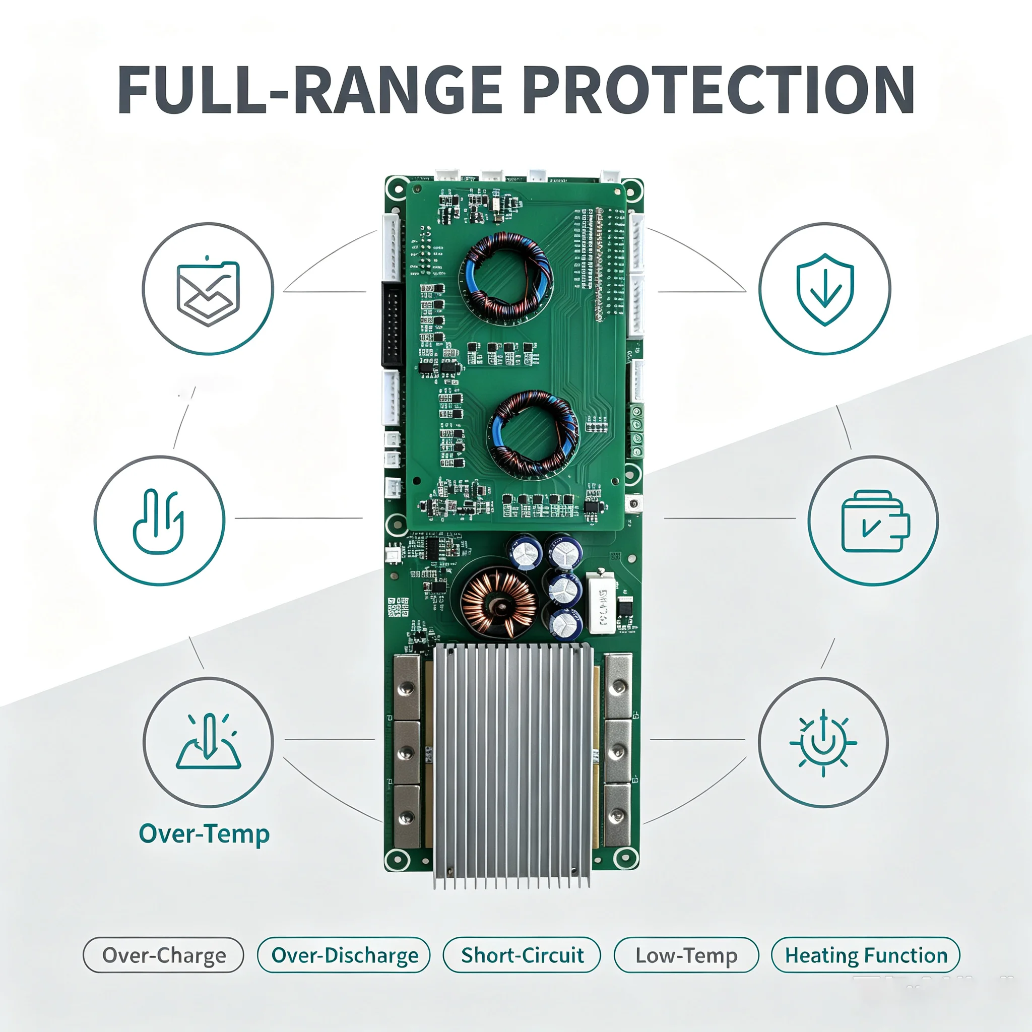 JBD J4 Smart BMS with 3A Active Balance WiFi 24V 7S 8S 15S 100A 150A 200A Battery System PCB 16S 48V CAN Inverter BMS Lifepo4