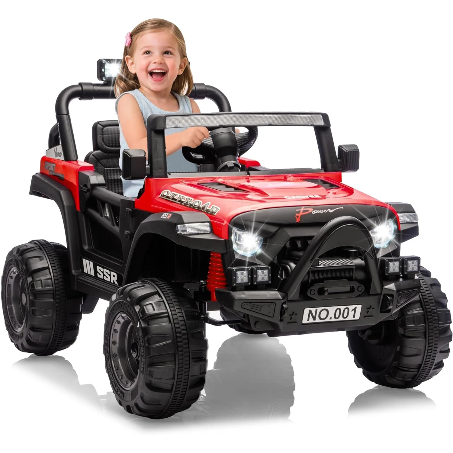 new 12V Kids Ride on Car Truck with Parent Remote Control Electric Toy Vehicle with 3 Speeds,Spring Suspension,Bluetooth,LED Lig