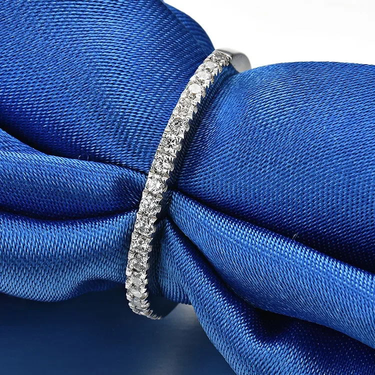 Solid 14K White Gold AU585 Platinum PT950 Luxury diamond ring half circle row diamond ring women with small diamonds flash