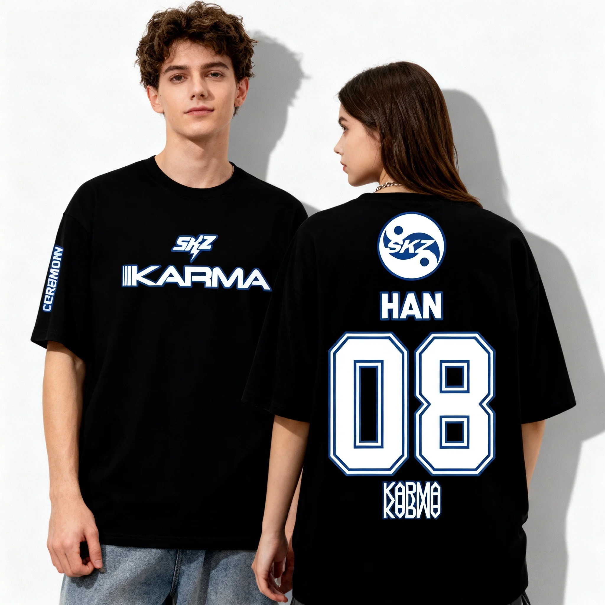 2025 جديد KPOP كارما تي شيرت كبير الحجم بأكمام قصيرة للرجال والنساء Harajuku تي شيرت بنمط جمالي عتيق ملابس الشارع