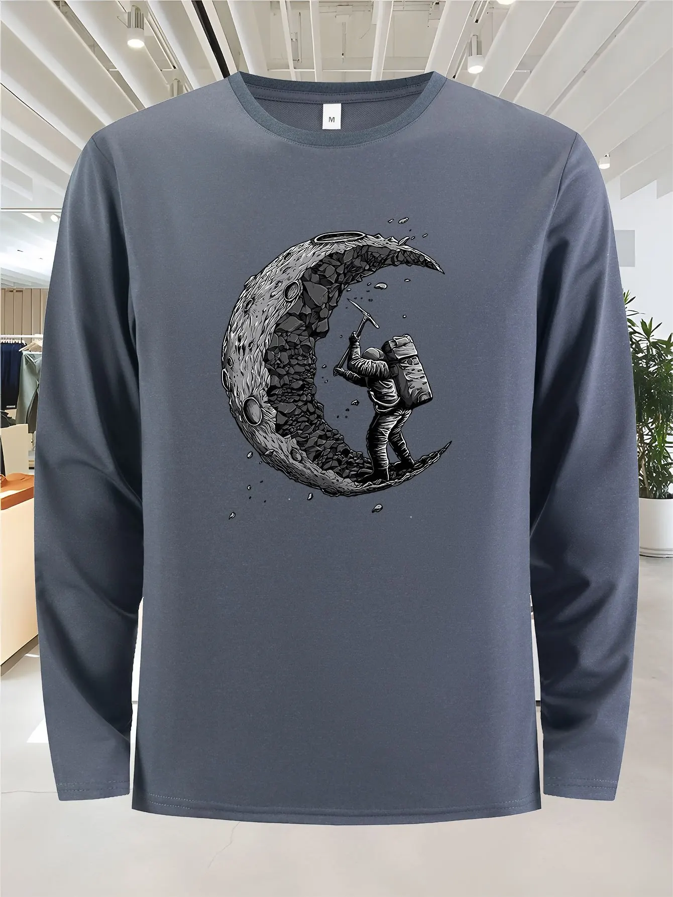 Men 100% Cotton Long Sleeve T Shirt Crew Neck Casual Comfort Versatile Basic Top Outdoor Leisure Spring Autumn Clothes