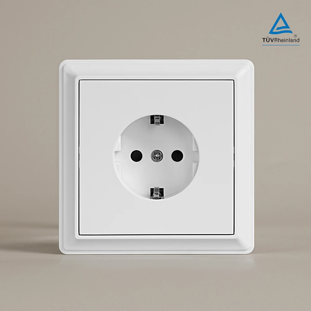

EU Standard High Quality TUV Certification Single Schuko Socket Electrical 16A 250V Flame Retardant Material Germany Wall Socket