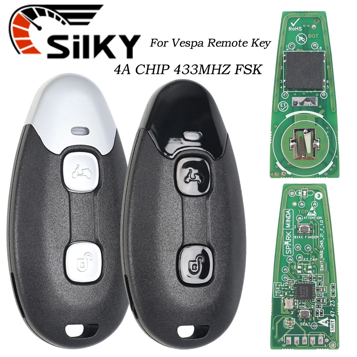 

SilKY Vespa 433MHZ NCF29AXM 4A CHIP Remote Key For 2024+ Motorcycle Vespa GTS300 GT S300 GTS 300 Smart Key