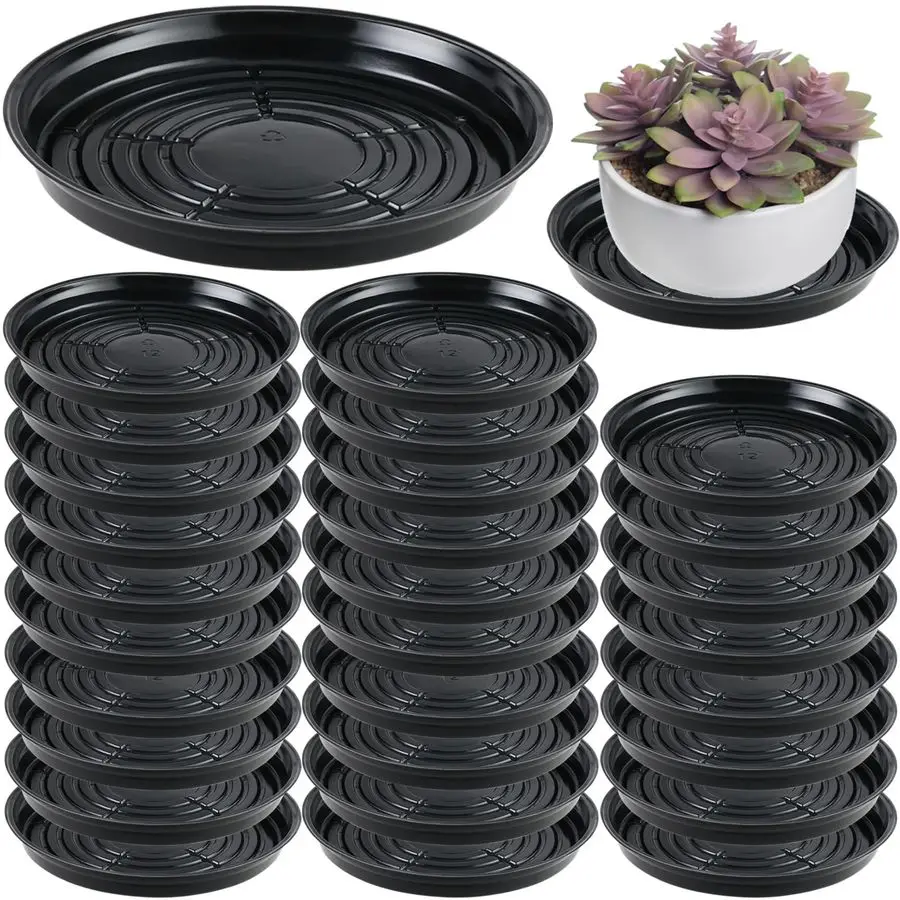 

Packs 18 ExtraLarge Plant Saucers for Indoor Outdoor Use Heavy Duty Plastic Plant Plate Dish for Planter Bulk Round Flower Pot D