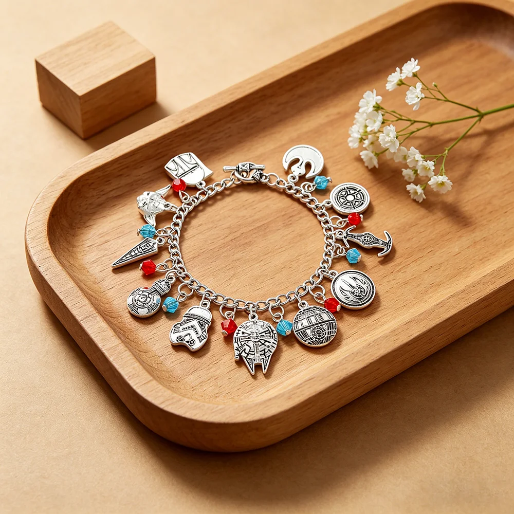 Sci-Fi Space Galaxy Charm Bracelet Silver Plated Galactic Jewelry Gift for Space Lovers Men Women