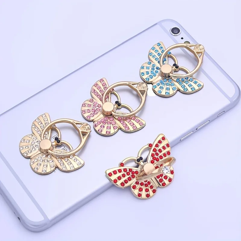 

Кольцо-держатель для сотового телефона с блестками и бабочкой, кольцо-держатель для телефона с бабочкой и вращающейся на 360 ° подставкой