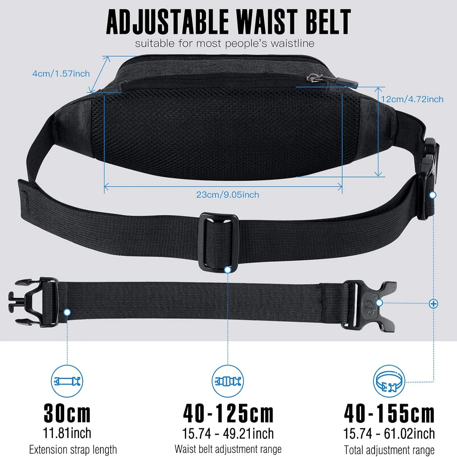 Slim Waist Bag for Men and Women - Lightweight and Stylish Fanny Pack - Sporty Belt Bag for Jogging and Hiking