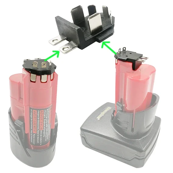 For M12 Li-ion Battery Socket Jack Connector Terminal For Milwaukee 12V 10.8V Li-ion Battery Charger Adapter Converter Plug Base