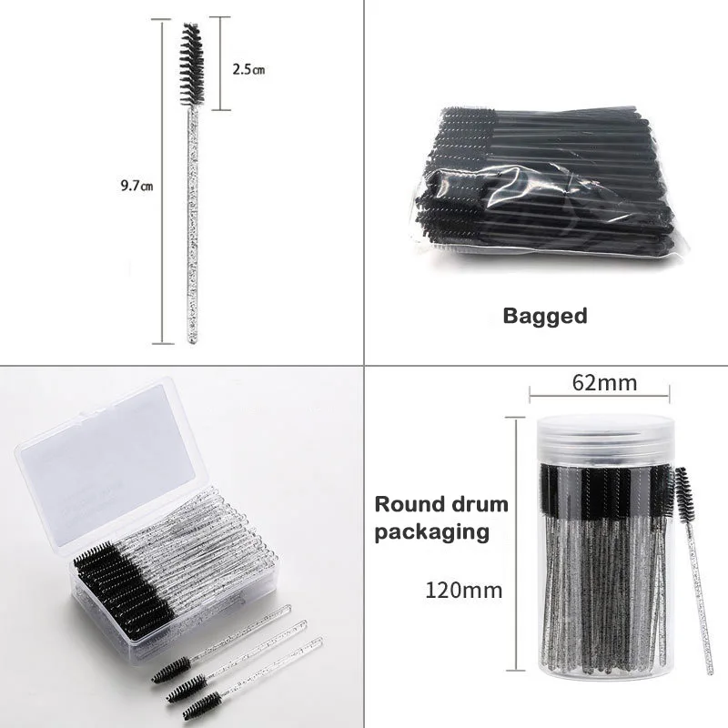 50Pcs Reusable Eyelash Brush Disposable Mascara Wands Replaceable Dust-proof Eye Lash Eyebrow Brush for Eyelashes Extension