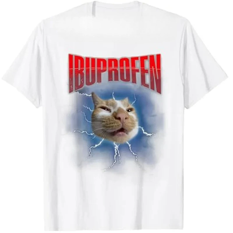 Funny Ibuprofen Cat Hilarious Cat Meme Women T-Shirt Humor Inappropriate Tee That Delivers Big Laughs Sarcastic Y2k Outfit  Top