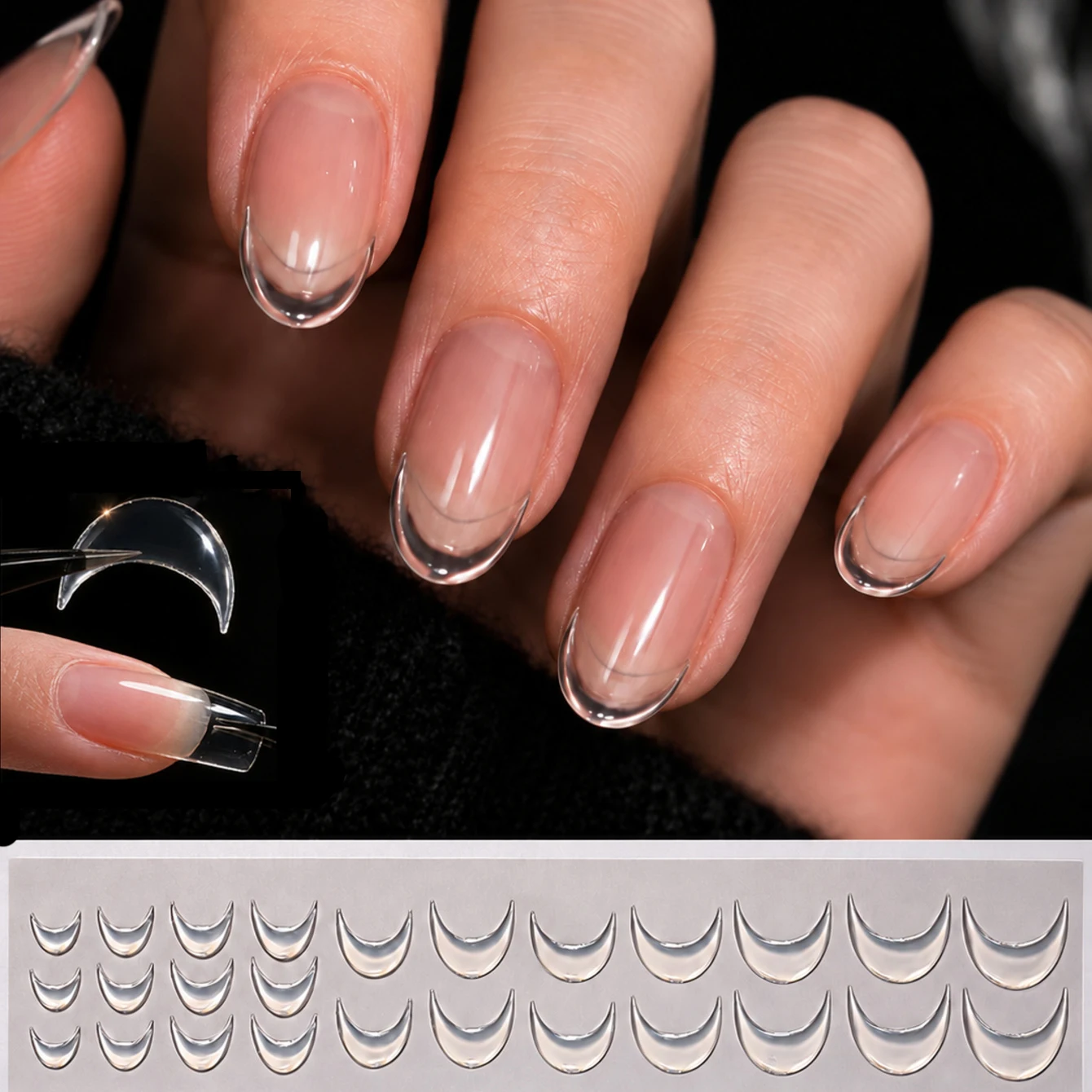 1pc UV Gel Clear Nail Extension Film, Invisible French Nail Tip Mold for Nail Repair and Manicure Extension