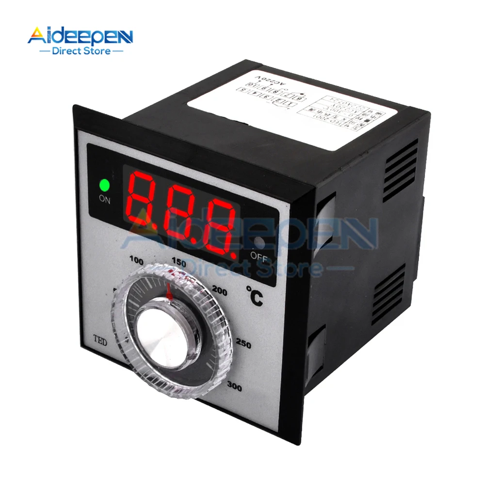 TED-2001 LED Digital/Pointer Temperature Controller AC 220V 380V 0-400 Degree K Type E Type Thermocouple Thermostat Regulator