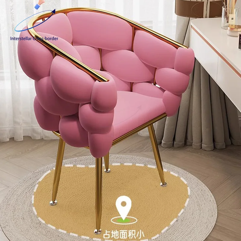 

Ins Style Creamy Comfort Lazy Makeup Chair – Soft Cushion & Backrest Vanity Stool for Women's Bedroom Home Use