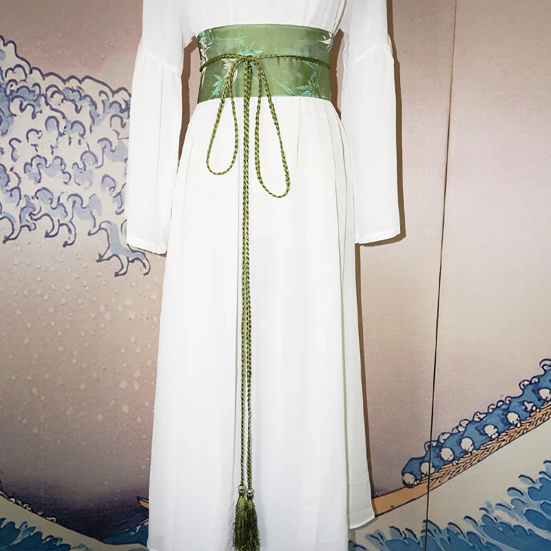 antique-bamboo-leaf-embroidery-waist-belt-brocade-tassel-sash-tie-corset-hanfu-belt-japanese-yukata-dress-decor-accessories
