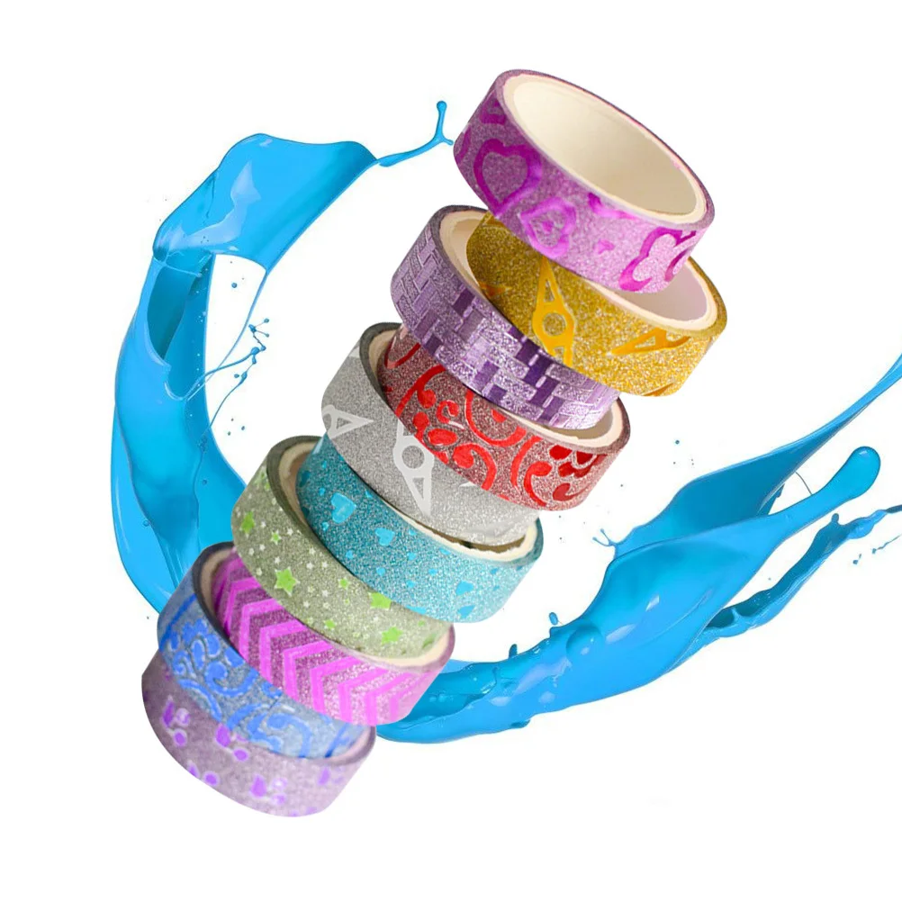 10Pcs Colorful Decorative Tape Set Mixed Pattern Masking Tapes for Scrapbook Album Planner Organizer Crafts DIY Tape
