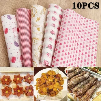 Papel encerado de grado alimenticio, envoltorios de alimentos, papel de regalo para pan, dulces, pasteles, hamburguesas, patatas fritas, herramientas para hornear, 10 Uds.