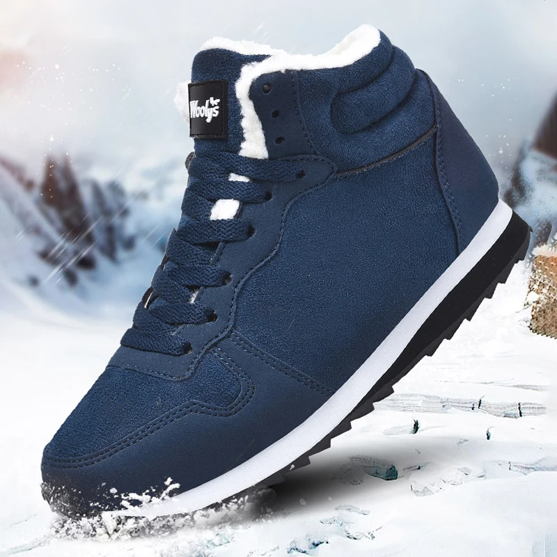 Winter Men Boots Casual Warm Ankle Boots Shoes for Man Sneakers Winter Plush Fur Woman Footwear Comfortable Platform Snow Boots