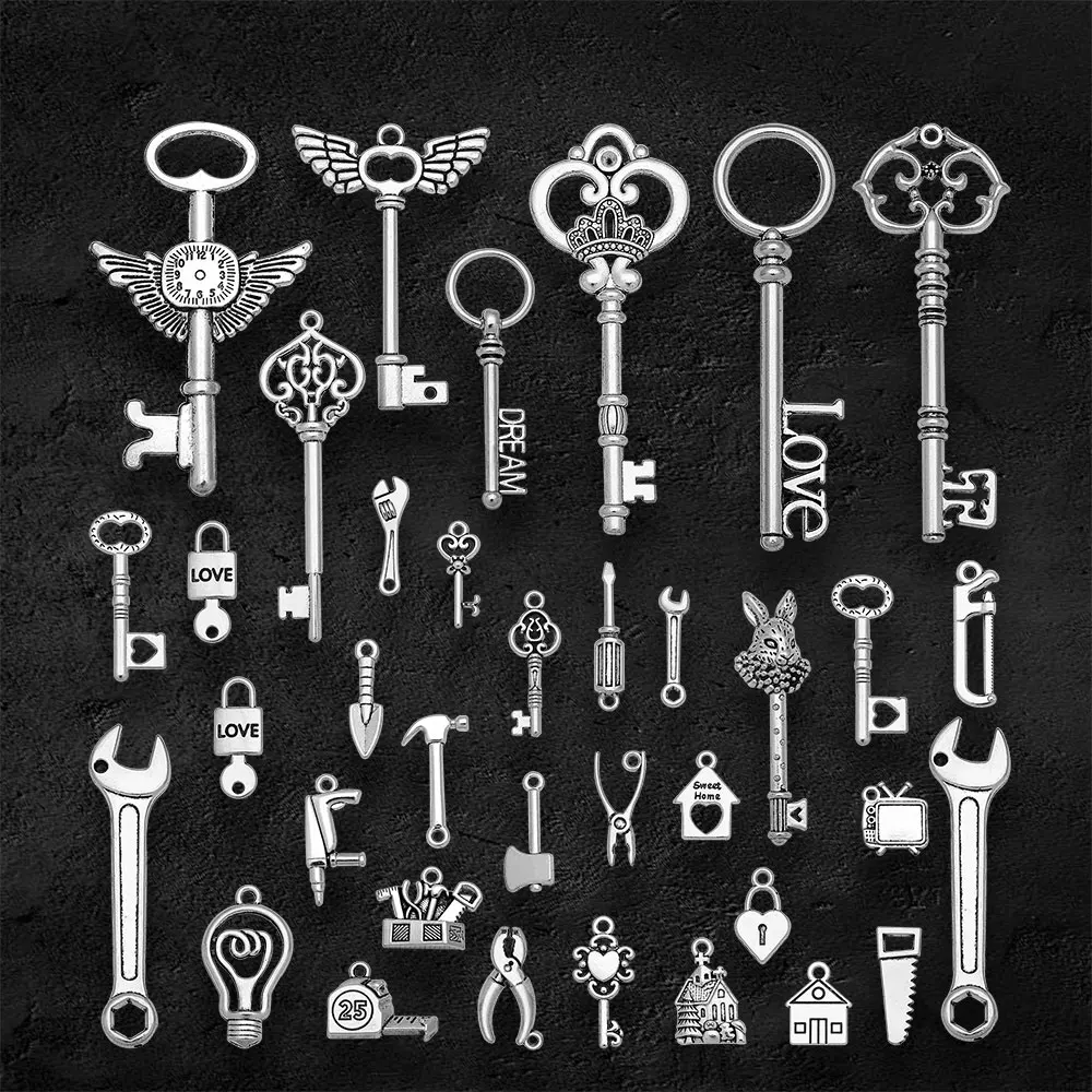 Antique Silver Plated Wrench Screwdriver Axe Hammer Charms Saw Pliers Pendants For Diy Jewelry Making Findings Craft Wholesale - view 6