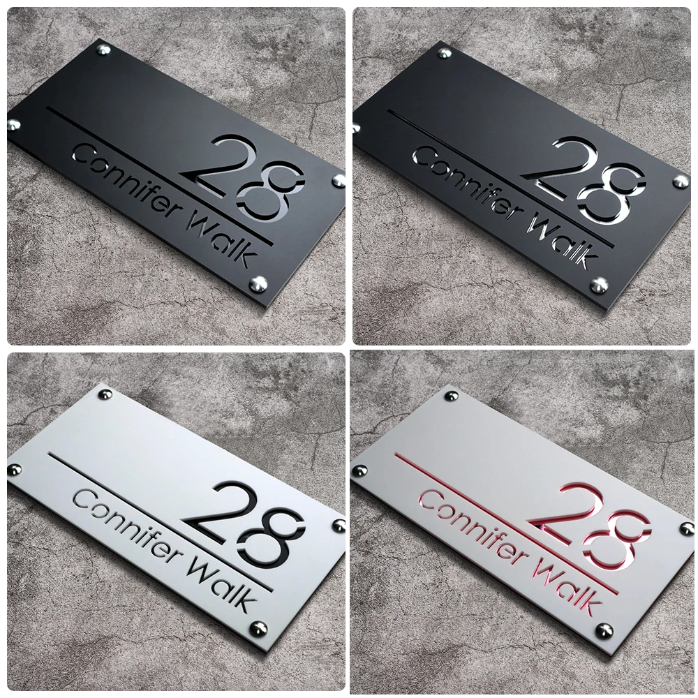 

Personalized Exterior House Number Sign 3D Acrylic Cutting Plate Custom Outdoor Residential Street Number Entrance Sign For Home