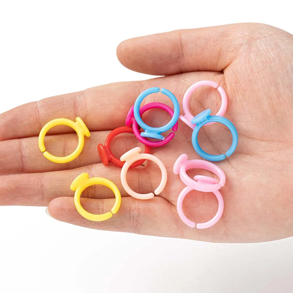 100pcs Clear Plastic Adjustable Rings Base for Small Baby Child Kids 9mm Blank Finger Craft Jewelry Making Supplies Accessories