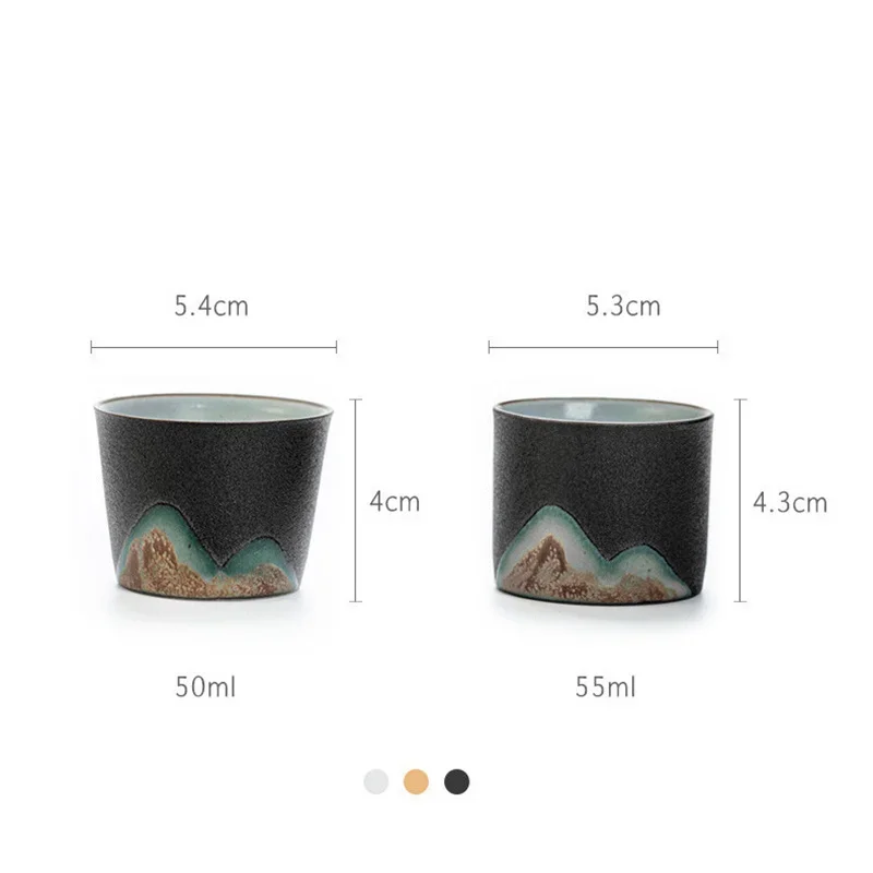 50ml/55ml Hand drawn mountain shape teacup Retro Ceramic Tea cup Kung Fu Tea Set Coffee Cup Small Water Cup Porcelain Teaware