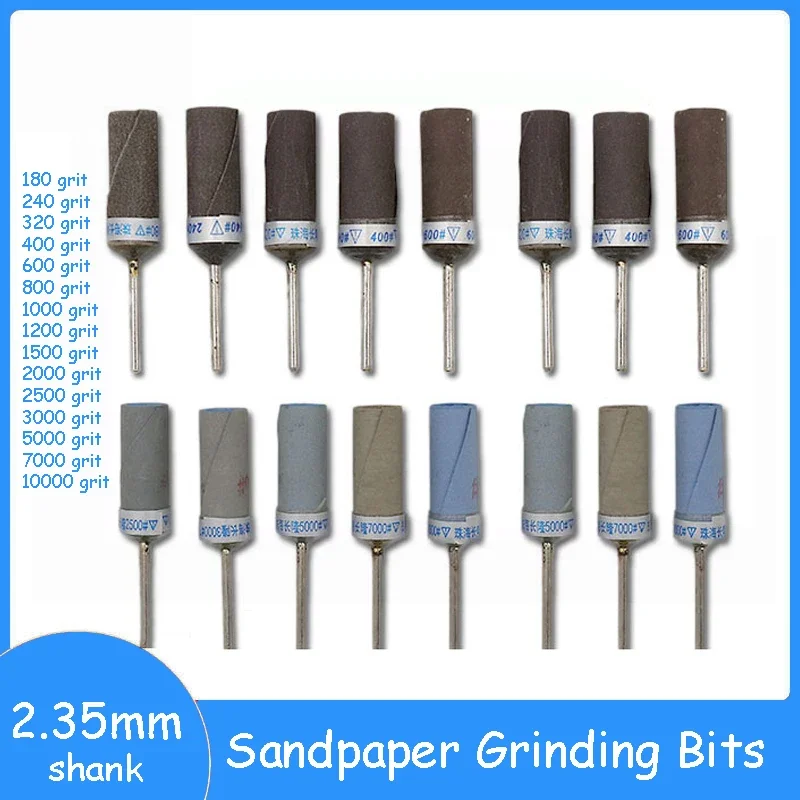 

180#~10000# Sandpaper Stick Sanding Band Abrasive Rotary Tool 2.35mm Shank Grinding Wheel Head For Electric Grinder Tool Parts