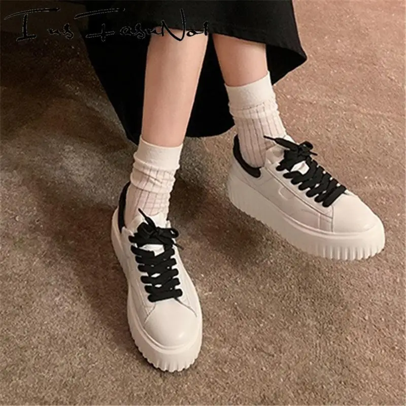 Fashion Mixed Color Women Sneakers Luxury Designer Thick Bottom High Platform Increasing Casual Trainers All Match Runway Shoes