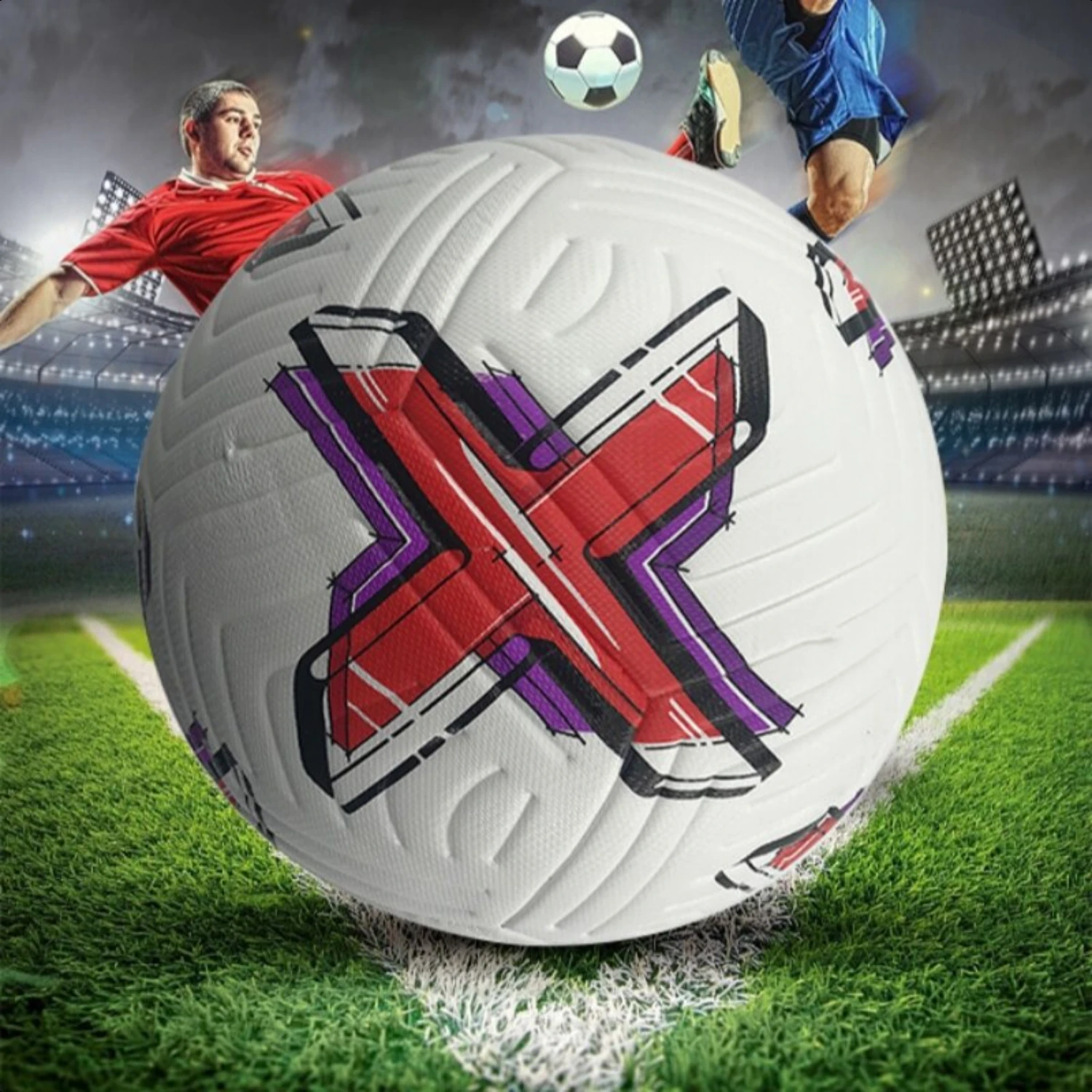 Pallone da calcio Formato ufficiale 5 Tre strati Resistente Resistente Resistente Morbida pelle PU Senza cuciture Gioco di squadra di calcio Gioco di treni di gruppo
