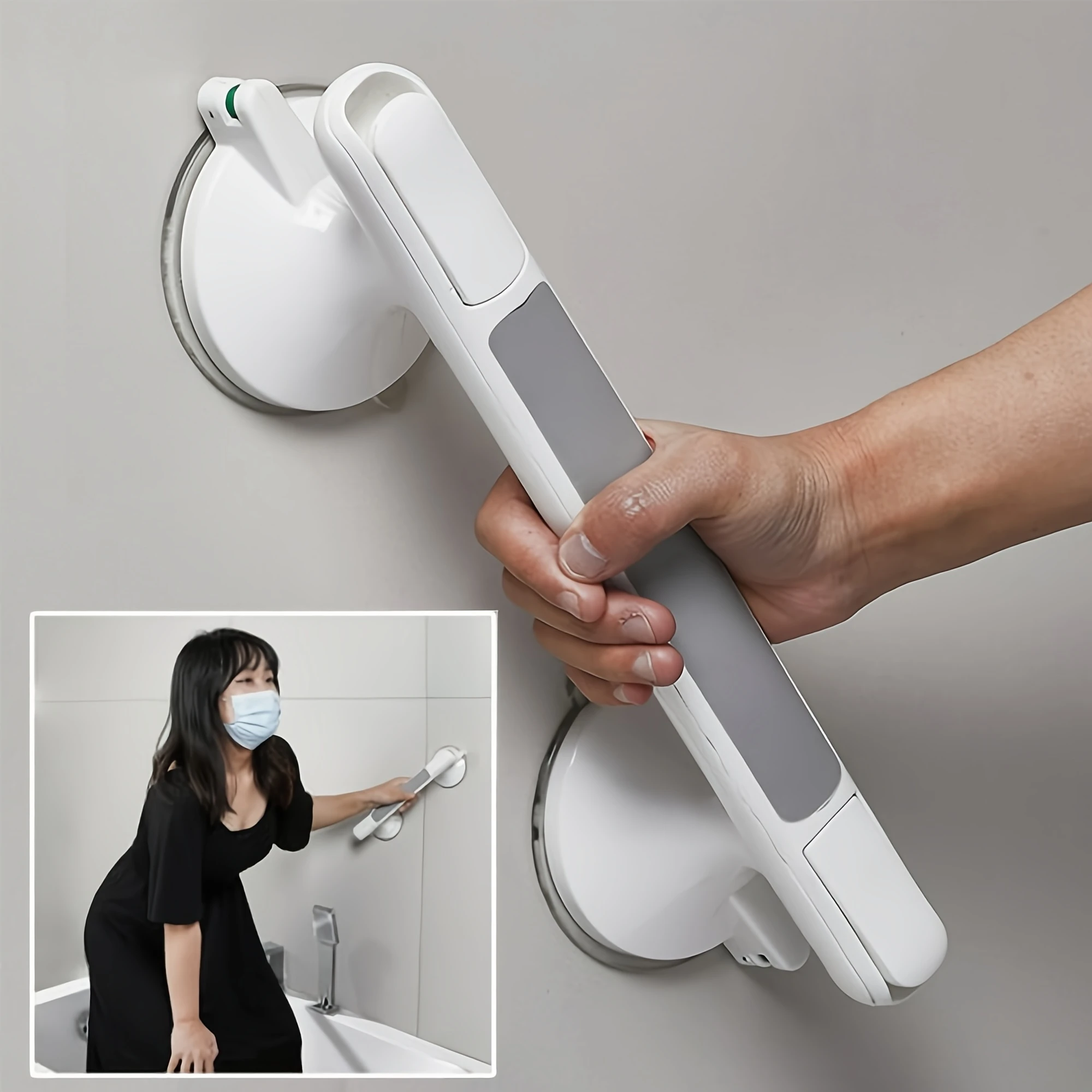 

Shower Handle Grab Bar with Strong Suction Cup for Bathtubs and Showers Shower Safety Hand Rail No Drill Bathroom Balance Bar