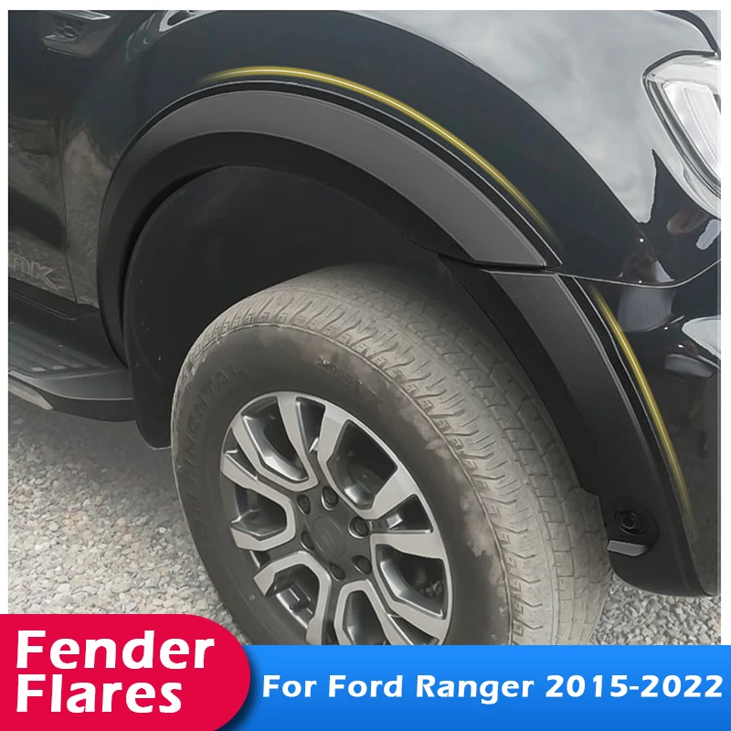 Wheel Arch Fender Flares Mudguards For Ford Ranger Wildtrak T7 T8 PX MK2 2015-2022 Double Cabin 4X4 Car Accessories Matte Black