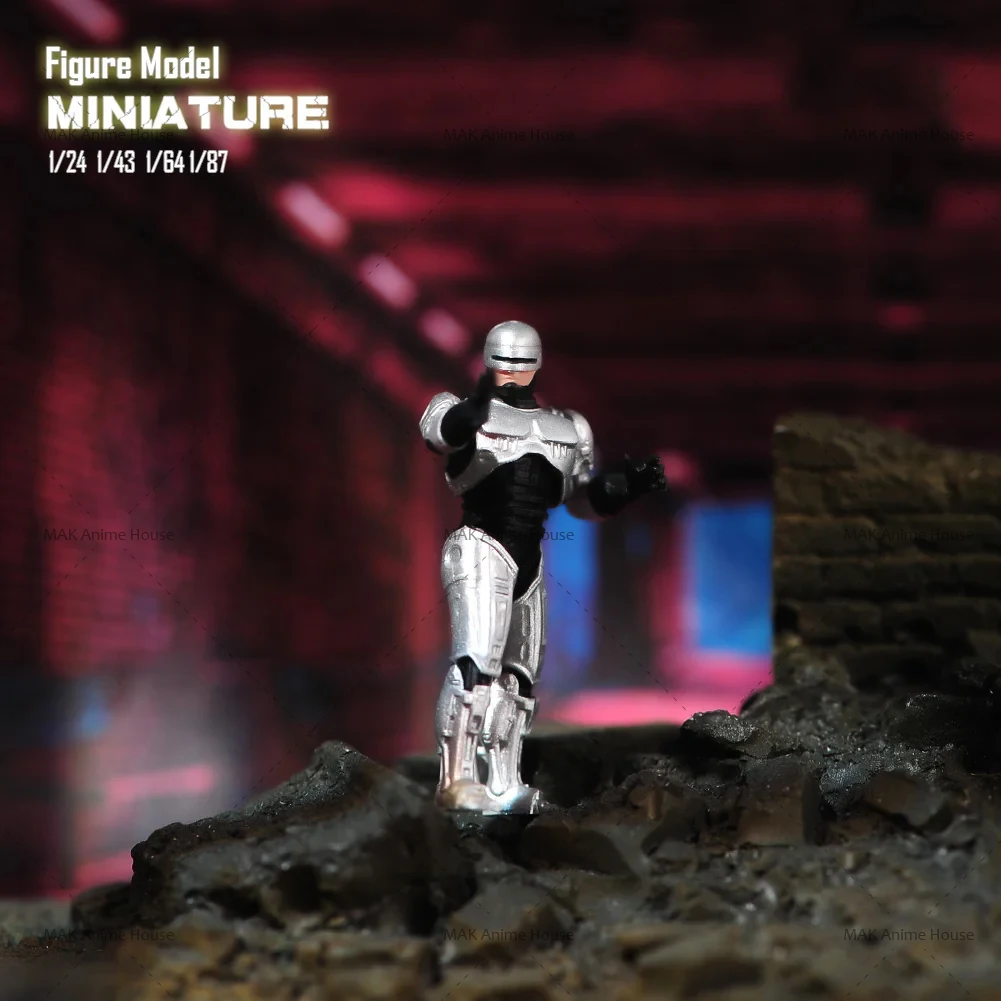 Gedruckte Miniatur Roboter mit einer Pistole Figur Modell kreative Szene Requisiten Dekoration Autos Spielzeug