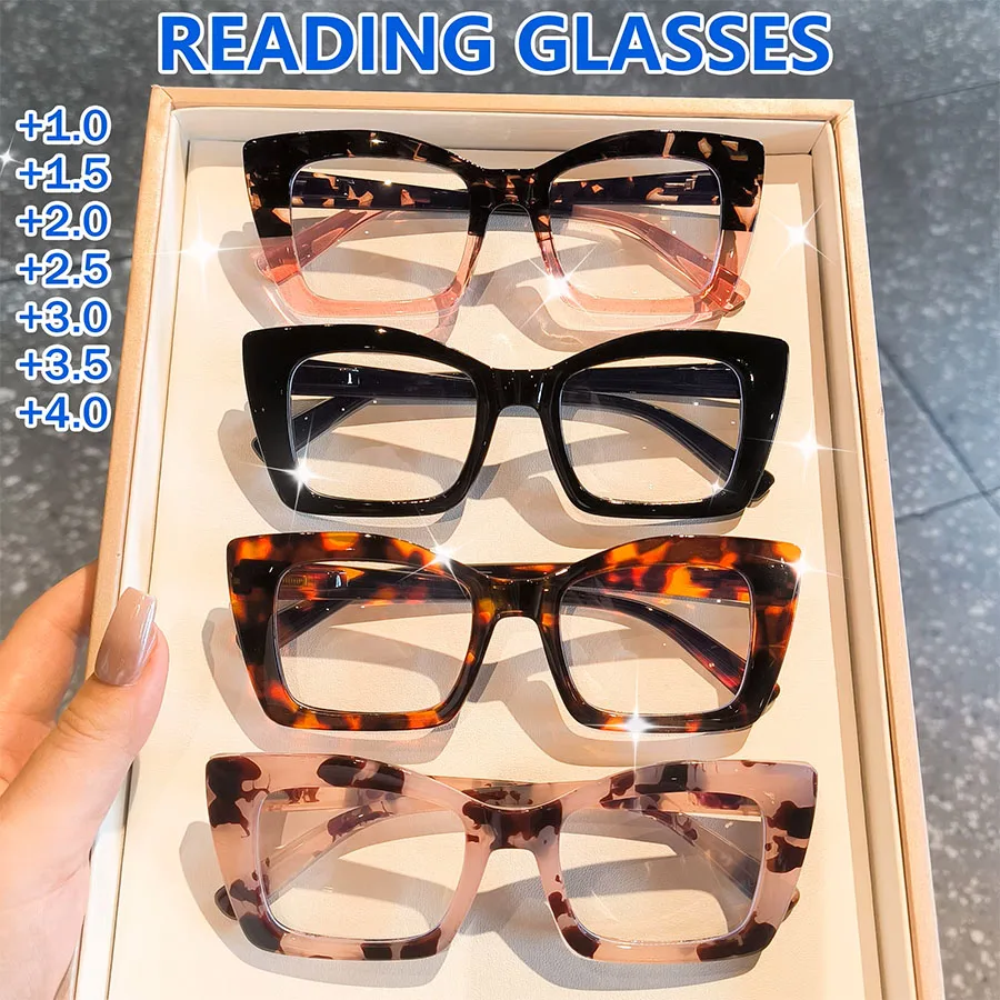 Modische Großrahmige Katzenaugen-Lesebrille Unisex Vintage-Stil Lesebrille