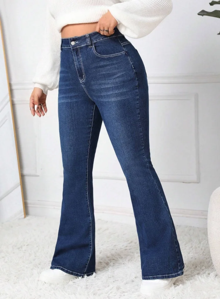 2024 Spring New Women\'s High Waist Boot Cut Jeans Fashion Slim Fit Stretch Butterfly Embroidered Flare Jeans Skinny Trousers