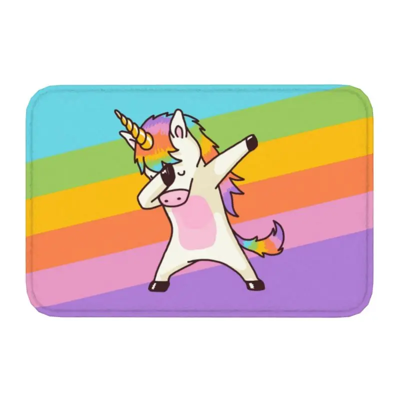 Custom Dabbing Unicorn Hip Hop Dab Pose Doormat Non-Slip Entrance Bathroom Kitchen Door Floor Mat Garage Rug Carpet Footpad