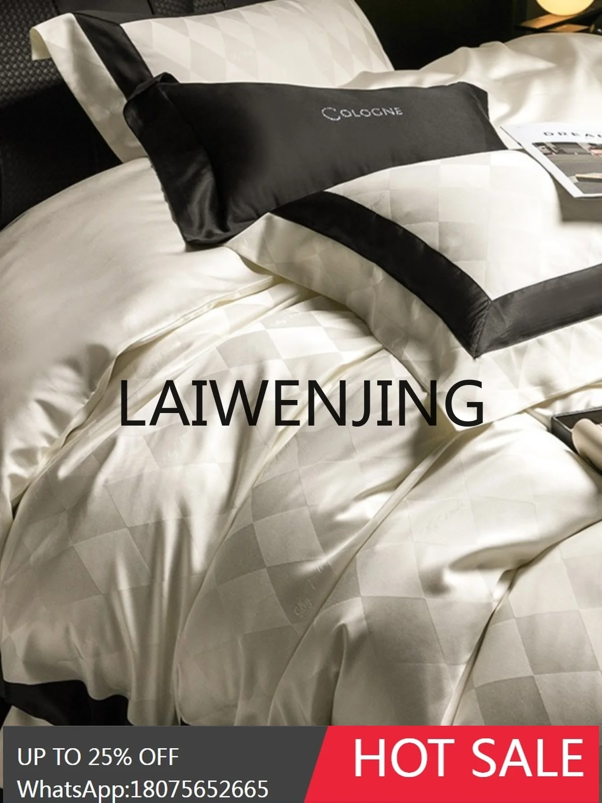 Four-Piece Set 2024 New Light Luxury High-Grade Tencel Cotton Bed Sheet Quilt Cover Skin-Friendly Bare Sleeping Bedding