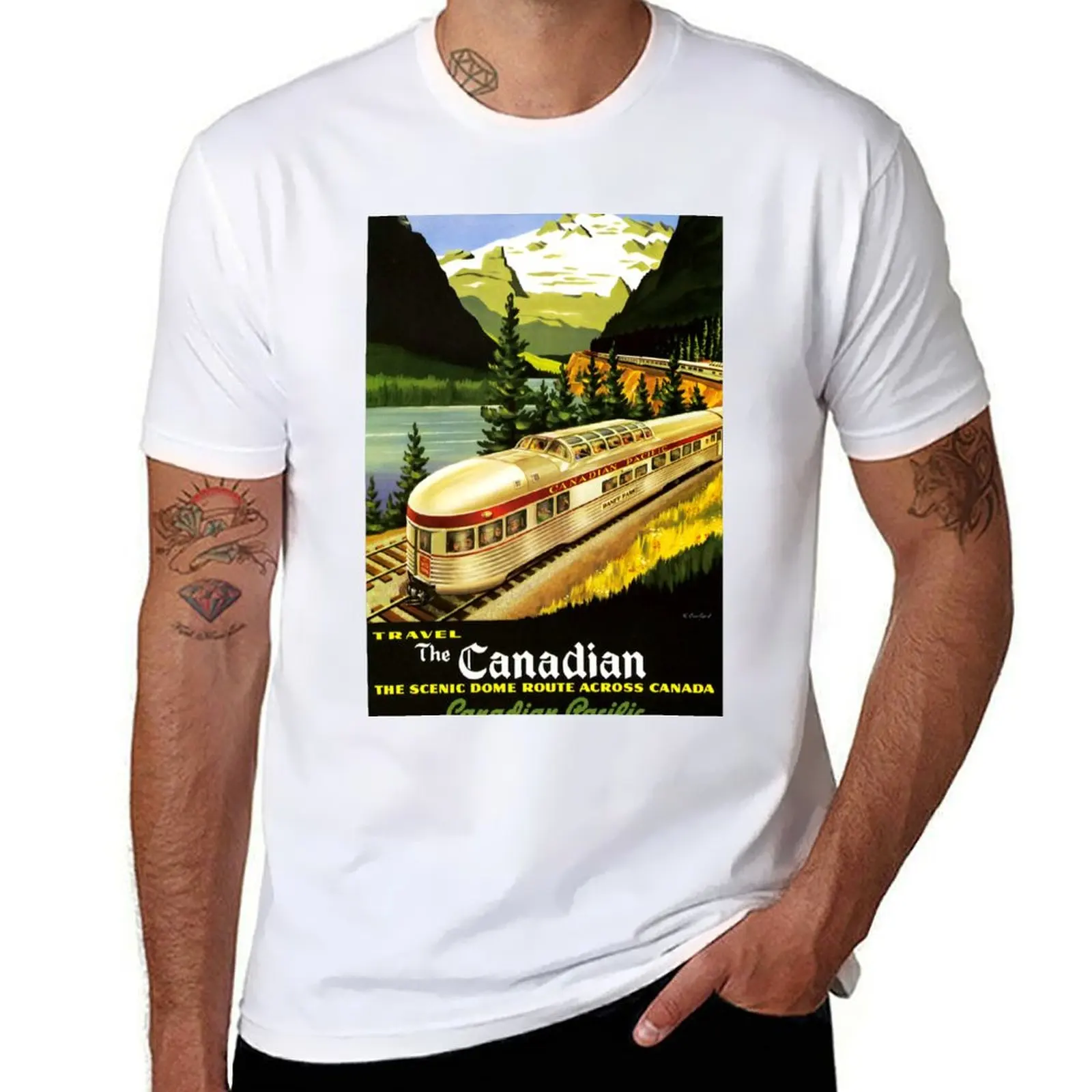 Camiseta de algodón suave talla grande de Scenic Dome Park Canadian Route Pacific, Banff